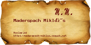 Maderspach Miklós névjegykártya