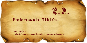 Maderspach Miklós névjegykártya